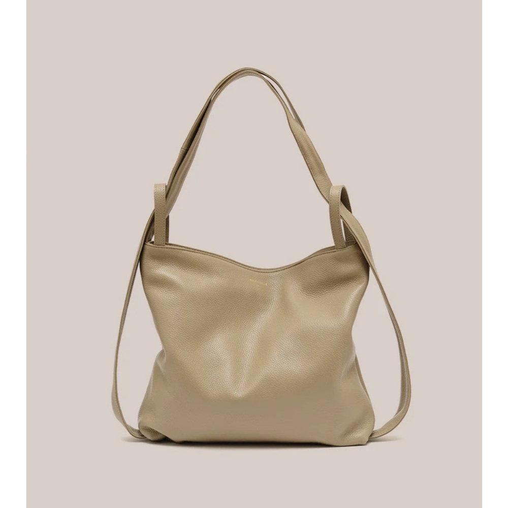 Bella Convertible taupe Leather tote or backpack Vestirsi diaper or work bag